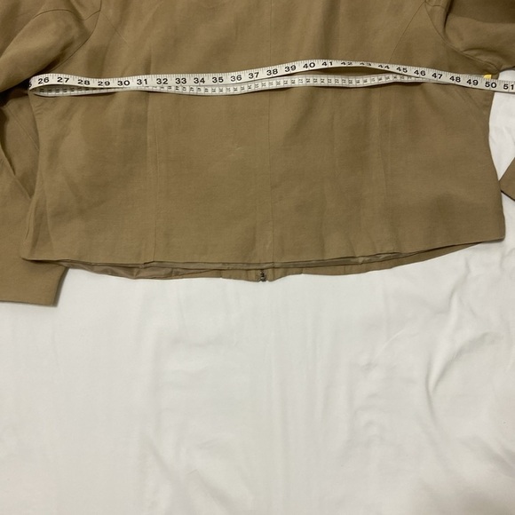ASHLEY STWART,WOMEN,TAN,ZIP FRONT,SHORT TAILORED,LINEN BLEND JACKET.SIZE-20 - Picture 4 of 10